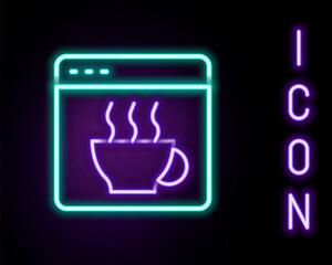 Glowing neon line Software, web developer programming code icon isolated on black background. Javascript computer script random parts of program code. Colorful outline concept. Vector