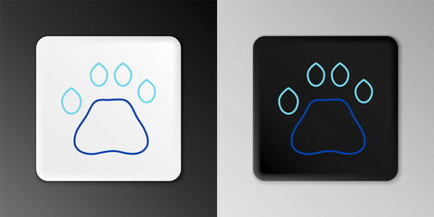 Canvas Print - Line Bear paw footprint icon isolated on grey background. Colorful outline concept. Vector