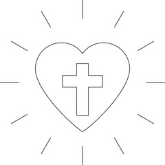 Sticker - easter icon heart and cross