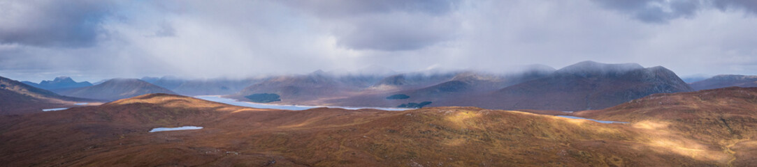 Wall Mural - aerial view of strath bran near achnasheen in the torridon region of the north west highlands of scotland in autumn