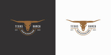 Texas Ranch, Longhorn Logo Design Vintage
