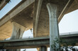 Cement pylons underneath San Diego Freeway Bridge.