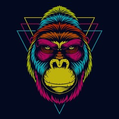 Wall Mural - Gorilla head colorful vector illustration