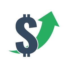 Wall Mural - dollar sign with green up arrow, rising trend