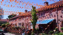 Street Decorated With Orange Little Flags, Arnhem, The Netherlands
