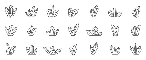 crystal minerals line art icon. logo vector crystal gem. editable stroke