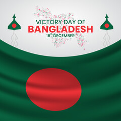 Bangladesh victory day background with a halftone map and realistic flag