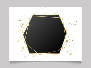 Canvas Print - Golden paint splatter shiny glowing blank frame