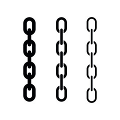 a set of black chains of different thicknesses. chain links isolated on white background. link icon.