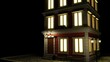 3d brick toy house with windows