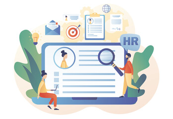 human resources management. hr department. employer selects candidates online. recruitment agency, e