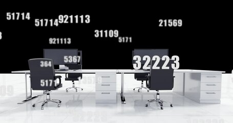 Poster - Animation of numbers changing over empty office