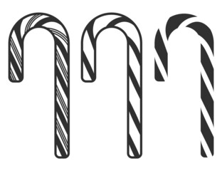 Christmas striped stick candy. Christmas candy cane icon. Vector illustration.