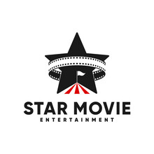 Star Movie With Film Strip Logo Inspiration