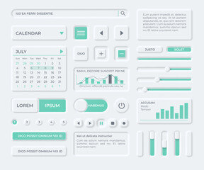 Wall Mural - neumorphism ui components for business app dashboard design. modern neomorphic buttons, search form,