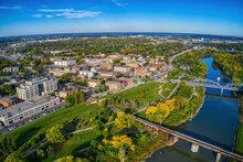 Aerial View Of Grand Forks, North Dakota In Autumn