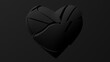 © dinachi - Black broken heart shape, black background. Abstract monochrome illustration, 3d render.