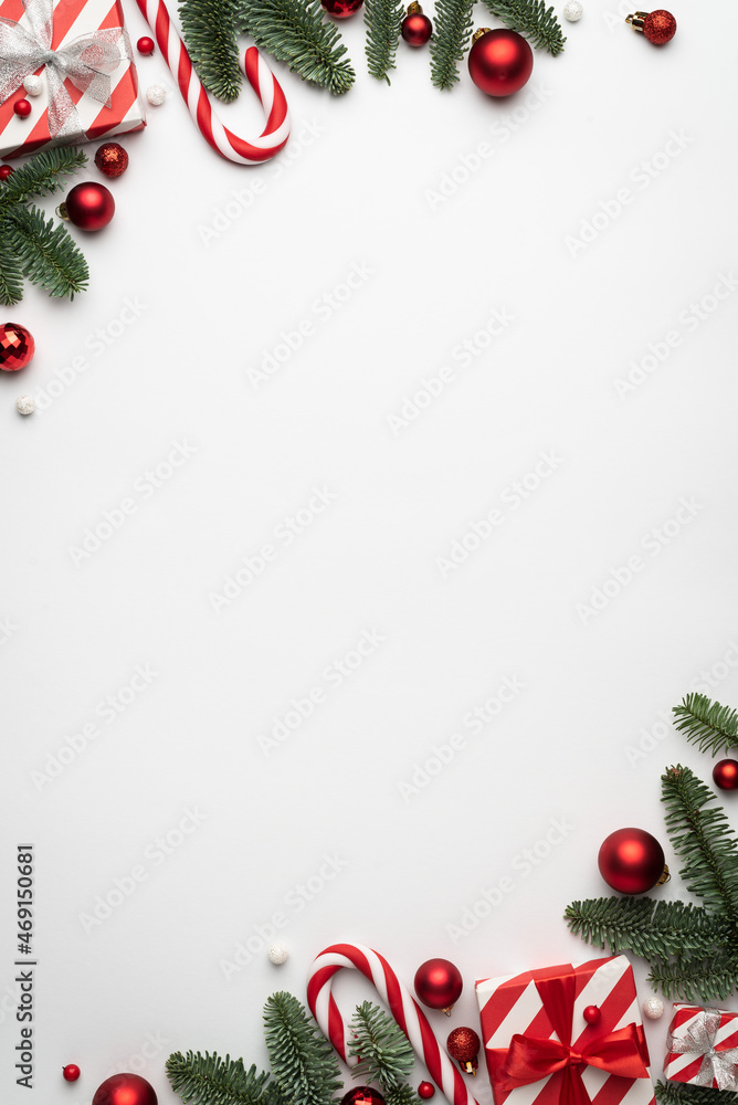 White Christmas background with decorative frame Stock Photo | Adobe Stock