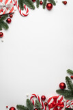 Fototapeta Konie - White Christmas background with decorative frame