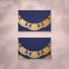 Wall Mural - Presentable business card in dark blue with luxurious gold ornaments for your brand.