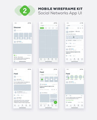 Wall Mural - ui mobile app. social networks ux, gui design elements. mobile application template layout.