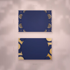 Wall Mural - Visiting business card in dark blue color with mandala gold pattern for your brand.