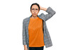 © Krakenimages.com - Young hispanic girl wearing business jacket and glasses confuse and wonder about question. uncertain with doubt, thinking with hand on head. pensive concept.