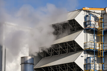 Canvas Print - industrie environnement co co2 carbone effet serre fumee planete industriel usine