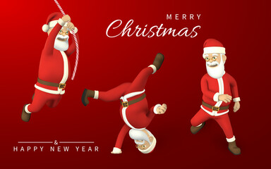 Wall Mural - Cartoon 3D realistic Santa Claus. Character for Christmas designs. Vector illustration