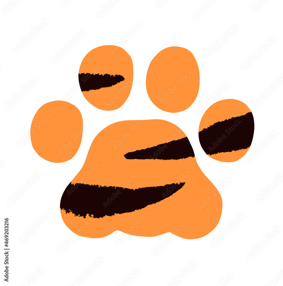 オレンジ色の虎の足跡