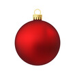 Red Christmas tree toy or ball Volumetric and realistic color illustration