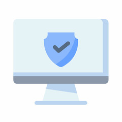 Wall Mural - desktop shield safe protected security single isolated icon with flat style