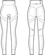 women contour legging flat sketch gym, yoga sports wear pant silhouette vector illustration