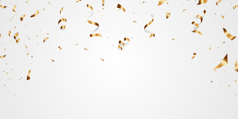 Wall Mural - Celebration background template with confetti and gold ribbons. luxury greeting rich card.