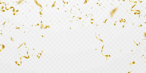Wall Mural - celebration background template with confetti and gold ribbons. luxury greeting rich card.