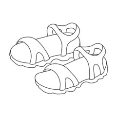 Wall Mural - Sandal vector outline icon. Vector illustration flipflop on white background. Isolated outline illustration icon of sandal.