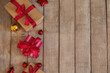 wooden background with christmas decorations