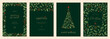 Merry and Bright Corporate Holiday cards. Modern abstract creative universal artistic templates with Christmas Tree, birds, floral frames and backgrounds.