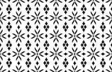 Ethnic Pattern Aztec Design. Seamless Folk Pattern Design. Vector Illustration. Simple Black White Floral Embroidered Pattern.