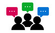 © nendrawahyu - Outlined icon of group of people doing discussion. Suitable for design element of teamwork discussion, social networking, and business forum.