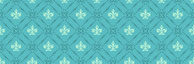 Beautiful Background Image With Decorative Ornament On Green Blue Background In Moroccan Style For Your Design. Seamless Background For Wallpaper, Textures.