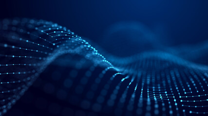 Wall Mural - Futuristic wave. Network connection structure in cyberspace. 3D rendering.