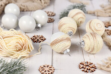 Do It Yourself Boho Style Christmas Bauble Ornaments With With Cream Colored Cord