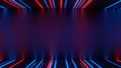 Wall Mural - Frame of glowing laser lights and free space 3D rendering illustration