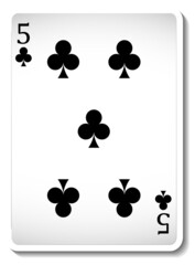 Sticker - Five of Clubs Playing Card Isolated