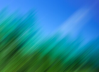 Wall Mural - abstract green diagonal lines blurry gradient blue background with copy space