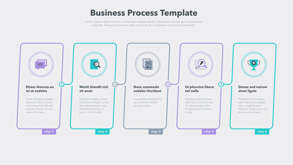 Wall Mural - simple business process template with five steps. easy to use for your website or presentation.