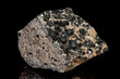 Macro Magnetite mineral stone on black background