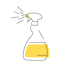 Vector Isolated Cleaning Detergent Spray Line Icon.
