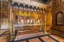 The Stone Of The Anointing In The Church Of The Holy Sepulchre In Jerusalem, Israel